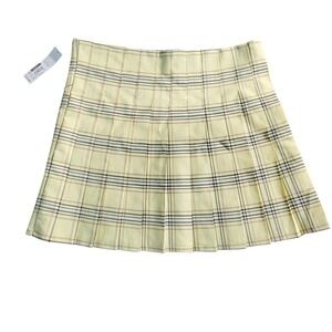 Y2k No Boundaries Plaid Pleated Mini Skirt Yellow Schoolgirl Style L (11-13)